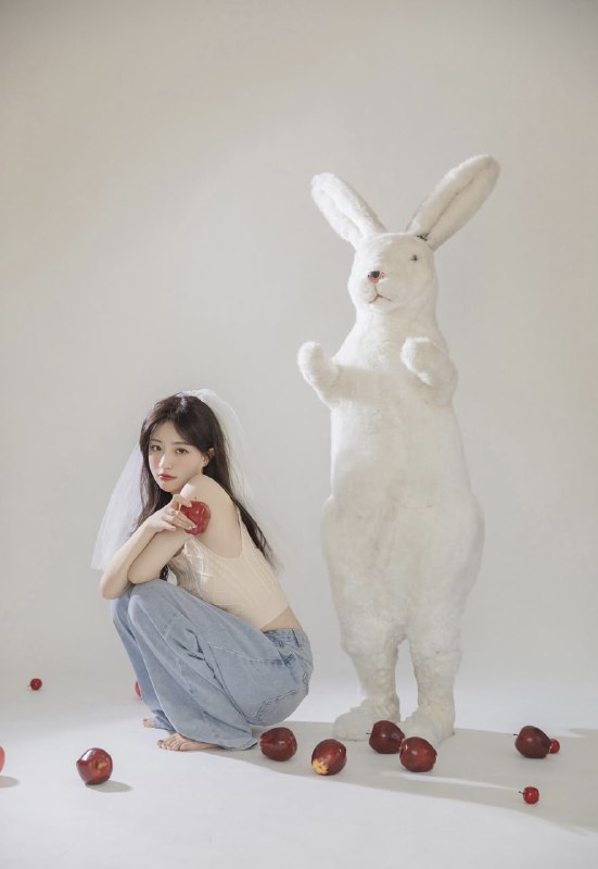 “小兔子乖乖~”#小姐姐 #棚拍 #苹果 #大白兔“小兔子乖乖~”#小姐姐 #棚拍 #苹果 #大白兔